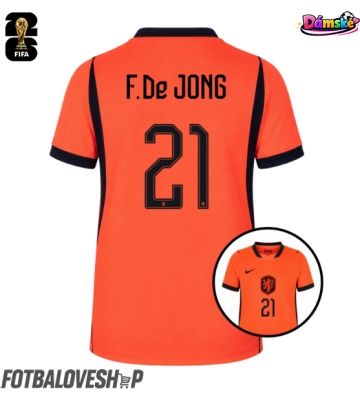 Nizozemsko Frenkie de Jong #21 Dámské Domácí Dres MS 2026 Krátký Rukáv